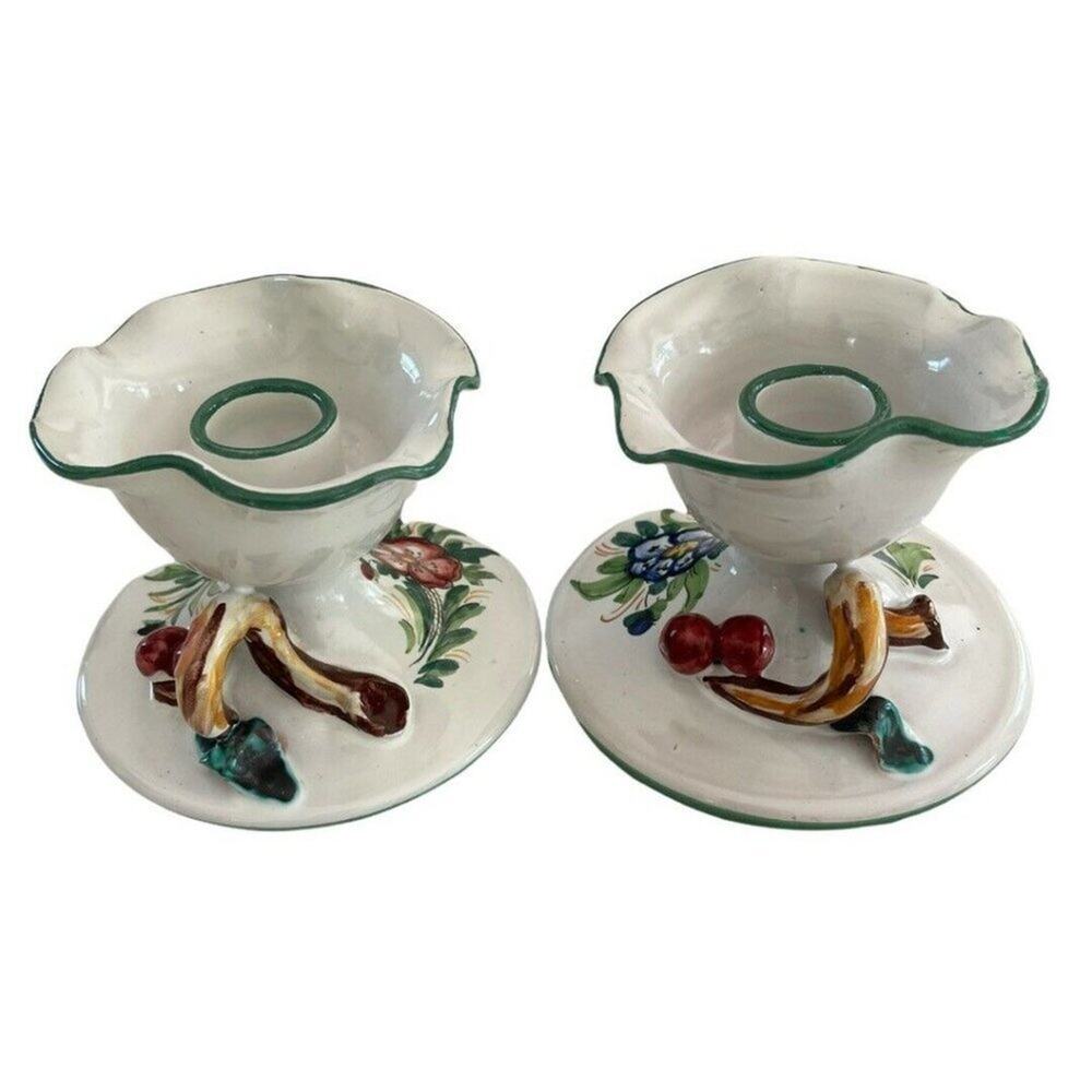 Made in Italy Hand Painted Floral 4” Candle Holders - Picture 7 of 11